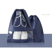 Custom Low MOQ Non Woven Shoe Bag Drawstring Bag for Travel Clear Shoes Organizer